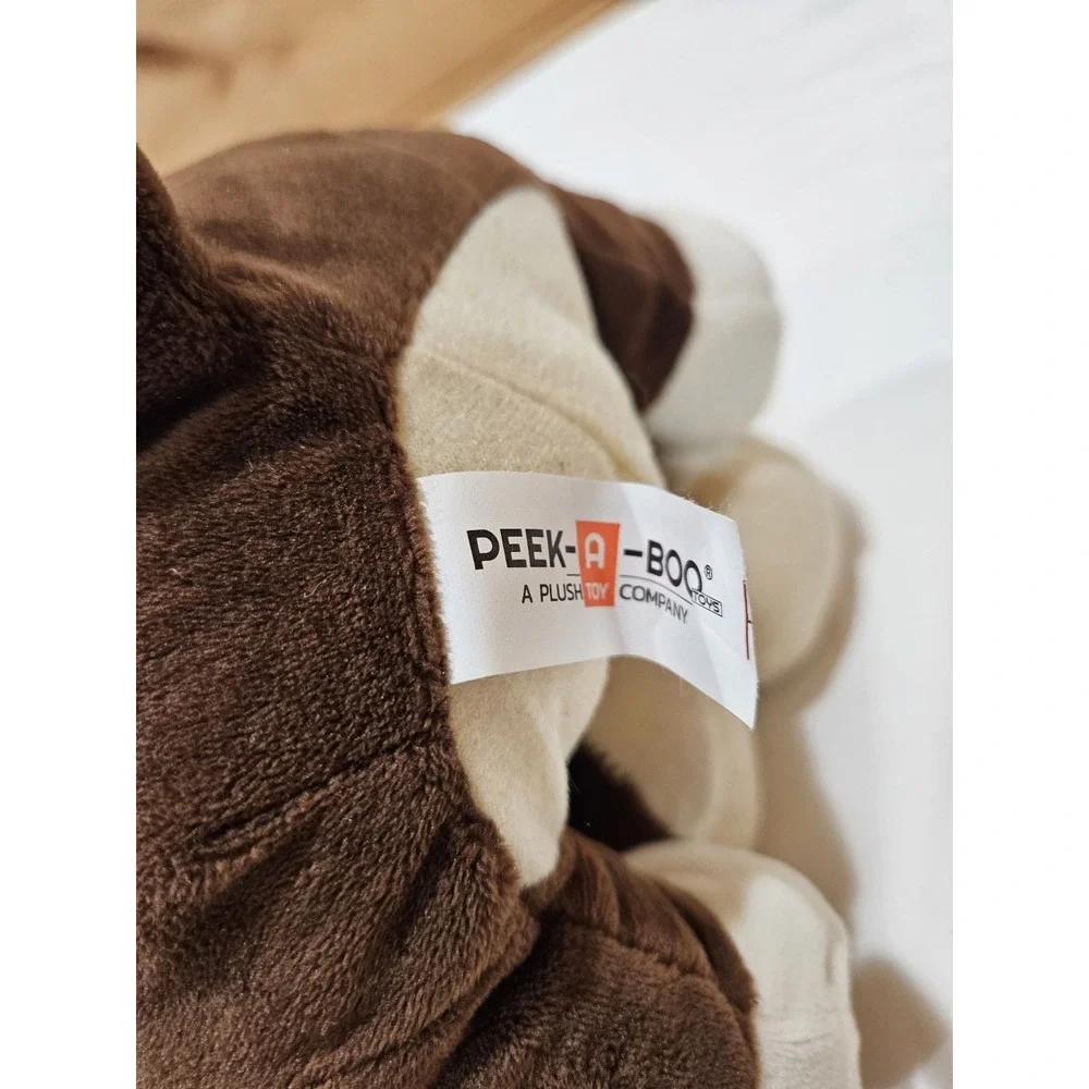 Peek-A-Boo Plush Brown White Puppy Dog Stuffed Animal Red Glitter Collar‎ 12